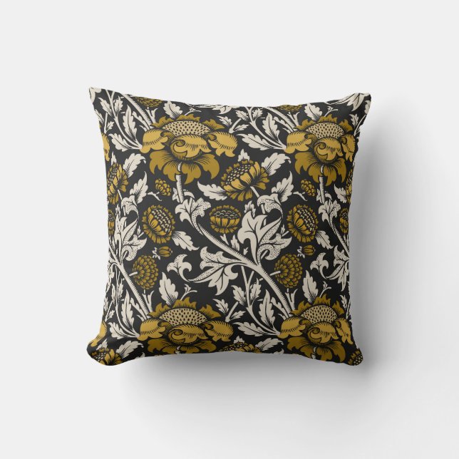 Ornate floral pattern with large gold flowers  cushion (Front)