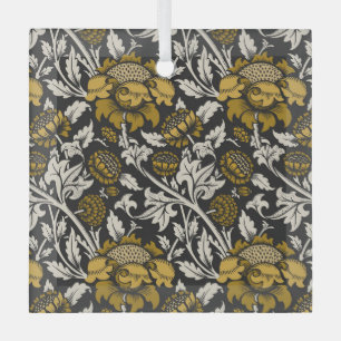 Ornate floral pattern with large gold flowers  glass tree decoration