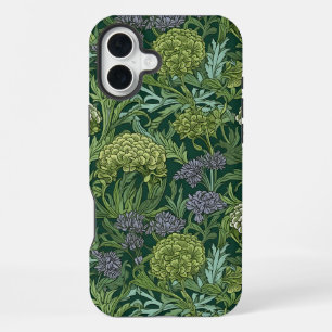 Ornate floral pattern with large gold flowers iPhone 16 plus case