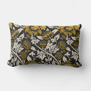 Ornate floral pattern with large gold flowers  lumbar cushion