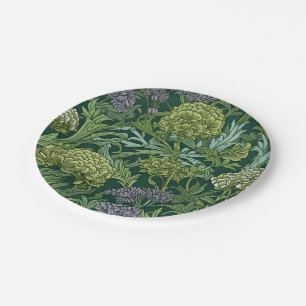 Ornate floral pattern with large gold flowers  paper plate