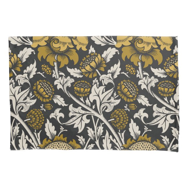 Ornate floral pattern with large gold flowers  pillowcase (Front-Left)