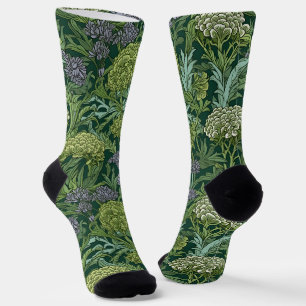 Ornate floral pattern with large gold flowers socks