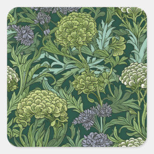 Ornate floral pattern with large gold flowers  square sticker