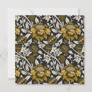 Ornate floral pattern with large gold flowers thank you card