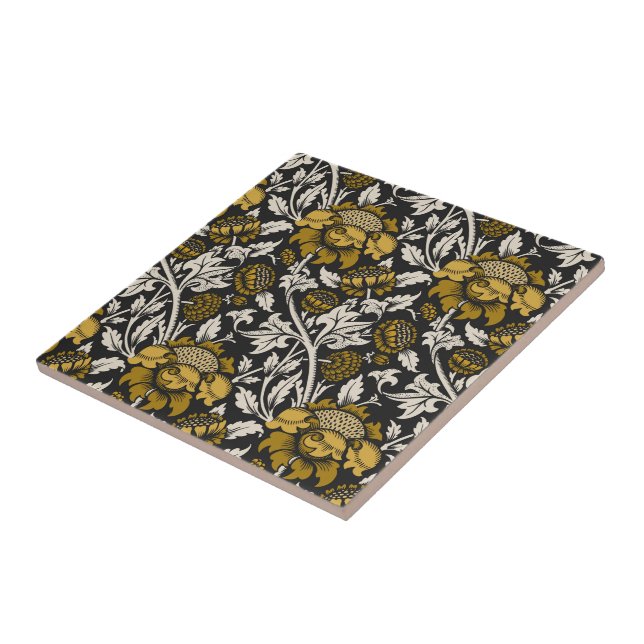 Ornate floral pattern with large gold flowers  tile (Side)