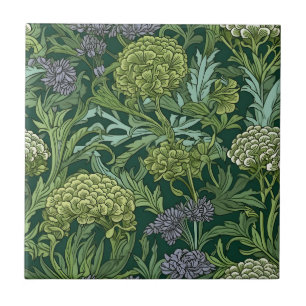 Ornate floral pattern with large gold flowers  tile