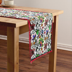 Ornate floral short table runner