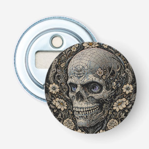 Ornate Floral Skull Victorian Gothic Art Nouveau Bottle Opener