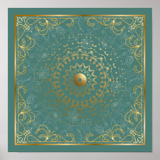 Ornate flourish floral swirl poster