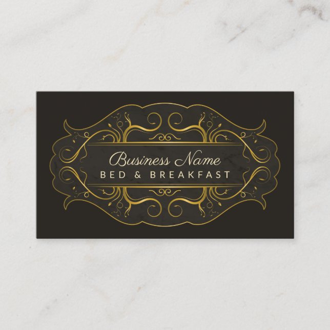 Ornate Flourish Signage Bed and Breakfast B&B Business Card (Front)