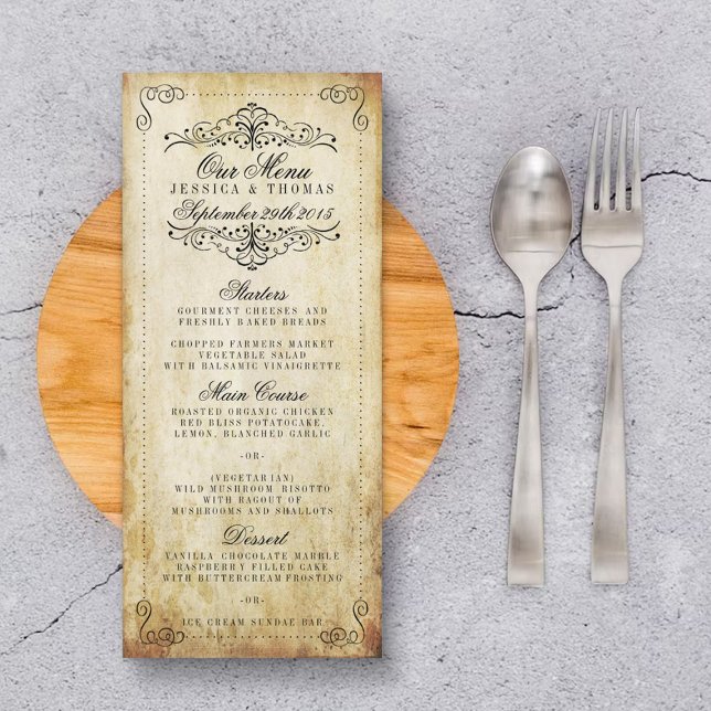 Ornate Flourish Vintage Wedding Menu (Creator Uploaded)