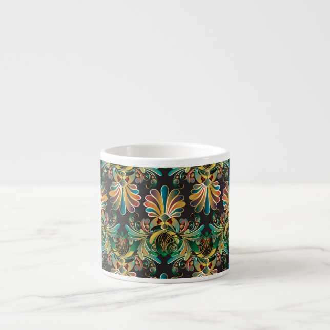 Ornate Flower Luxury Wallpaper Espresso Cup (Front)