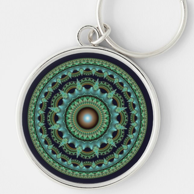Ornate fractal star mandala keychain (Front)