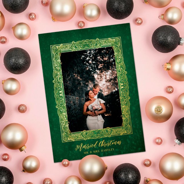 Ornate Frame Married Christmas Green Photo (Creator Uploaded)