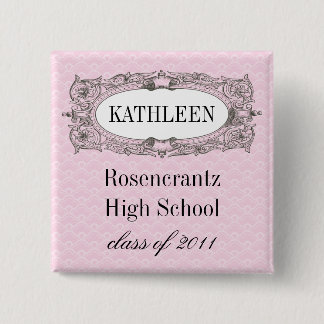 Ornate Frame Pink Graduation 15 Cm Square Badge