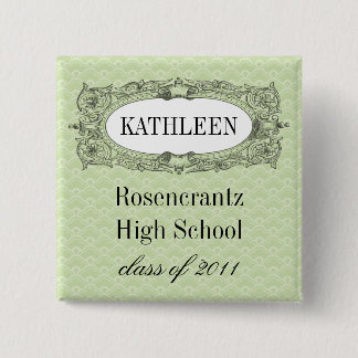 Ornate Frame Sage Green Graduation 15 Cm Square Badge