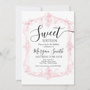 Ornate Frame Sweet Sixteen Birthday Invitation