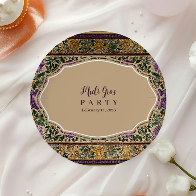 Ornate Framed Mardi Gras Masquerade Paper Plate (Creator Uploaded)