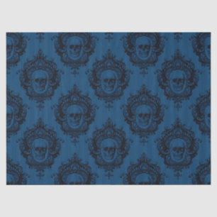 Ornate Frames and Skulls on Blue Decoupage Tissue Paper
