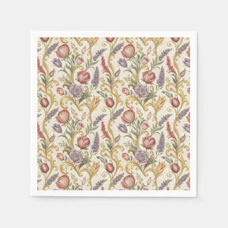 Ornate French Vintage Floral Scroll Pattern Art Napkin