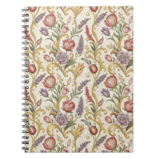 Ornate French Vintage Floral Scroll Pattern Art Notebook