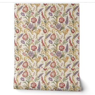 Ornate French Vintage Floral Scroll Pattern Art Wallpaper