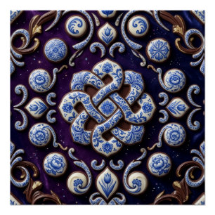 Ornate Gemstone Celtic Knot Luxury Jewel Fleece Bl Poster
