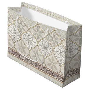 Ornate Geometric Floral Tile Pattern (2) Large Gift Bag