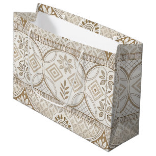 Ornate Geometric Floral Tile Pattern Large Gift Bag