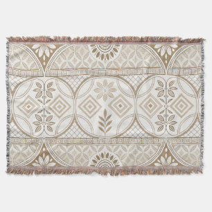 Ornate Geometric Floral Tile Pattern Throw Blanket