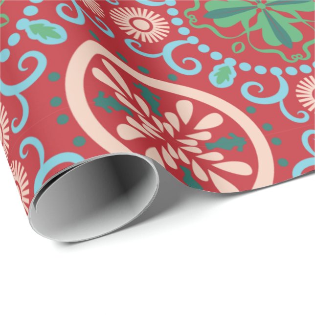Ornate geometric pattern featuring circular motifs wrapping paper (Roll Corner)