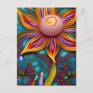 Ornate Glass Flower Postcard
