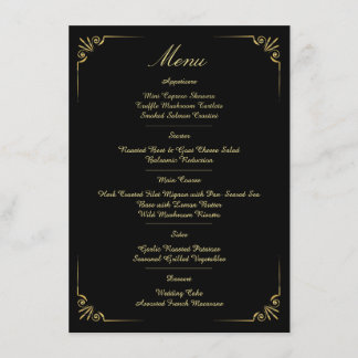 Ornate Gold Border Classic minimalist Wedding Menu