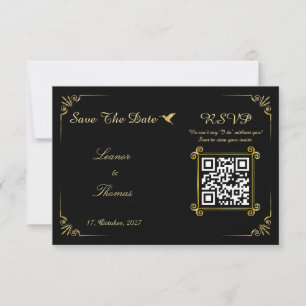 Ornate Gold Border Classic minimalist Wedding RSVP Card
