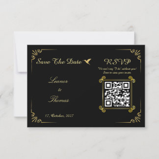 Ornate Gold Border Classic minimalist Wedding RSVP Card