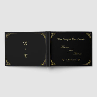 Ornate Gold Border Classic Wedding Guest Book
