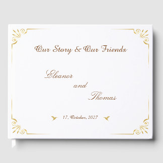 Ornate Gold Border Classic Wedding Guest Book