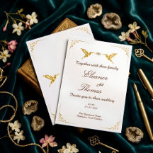 Ornate Gold Border Classic Wedding Invitation