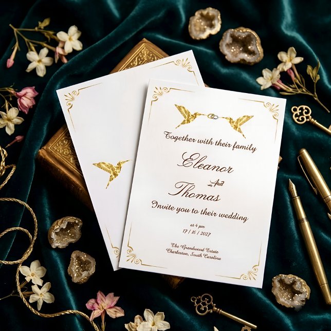 Ornate Gold Border Classic Wedding Invitation (Creator Uploaded)