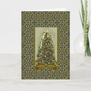 Ornate Gold Brocade Christmas Greeting Card