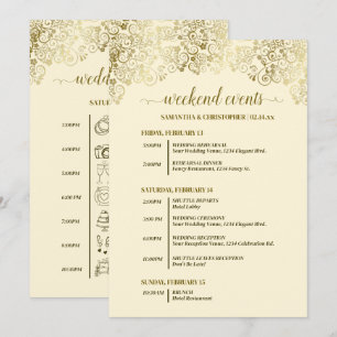 Ornate Gold & Cream Wedding Events & Timeline Programme