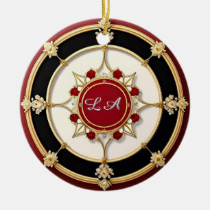 Ornate Gold Floral Design Ceramic Tree Decoration