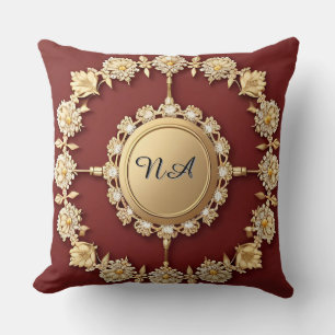 Ornate Gold Floral Design Cushion