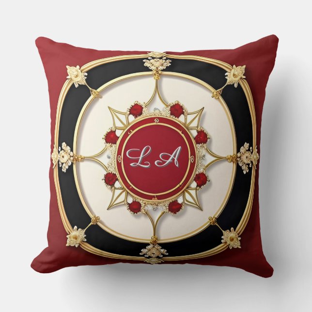 Ornate Gold Floral Design Cushion (Front)