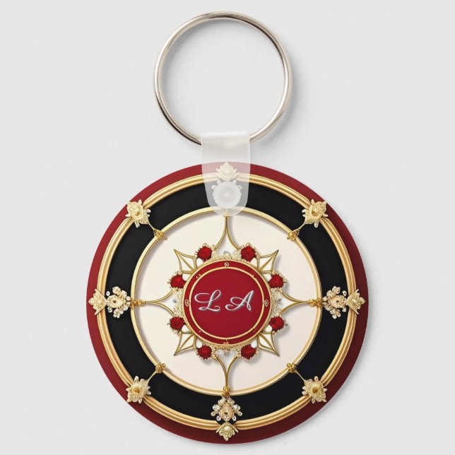 Ornate Gold Floral Design Key Ring (Front)