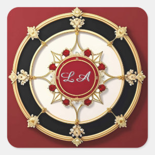 Ornate Gold Floral Design Square Sticker