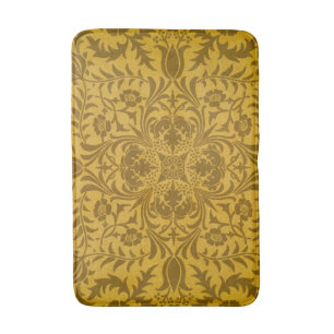 Ornate gold floral pattern with symmetrical bath mat