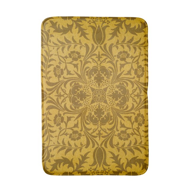 Ornate gold floral pattern with symmetrical bath mat (Front Vertical)