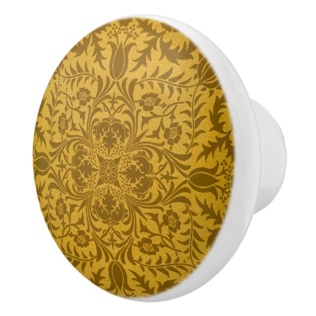 Ornate gold floral pattern with symmetrical ceramic knob (Right)